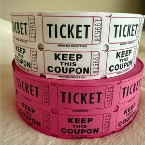 Amscan Pink and White Raffle Ticket Rolls